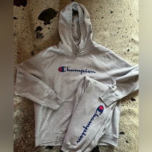Champion sweat suit.